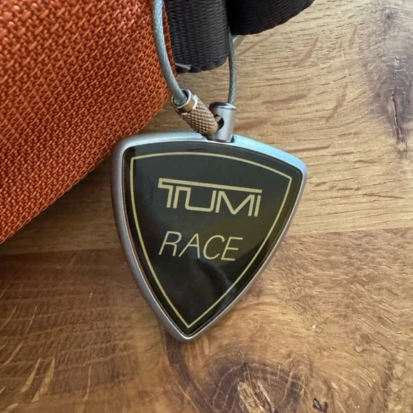 TUMI Race Crossbody Travel Bag Gray & Orange Nylon Compact Shoulder Bag - Picture 6 of 9